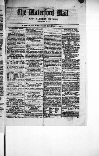 cover page of Waterford Mail published on February 2, 1870
