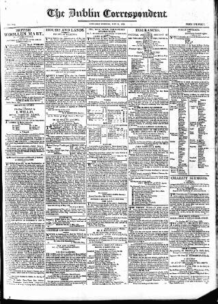 cover page of Dublin Correspondent published on May 31, 1823