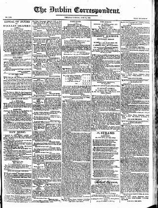 cover page of Dublin Correspondent published on June 26, 1823