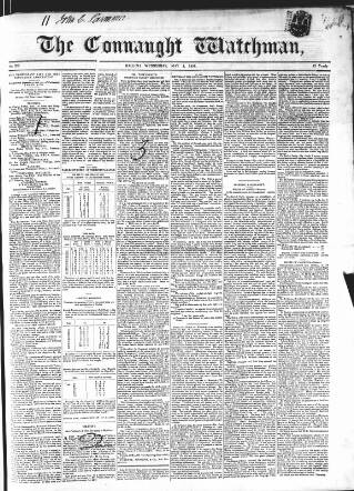 cover page of Connaught Watchman published on May 4, 1853