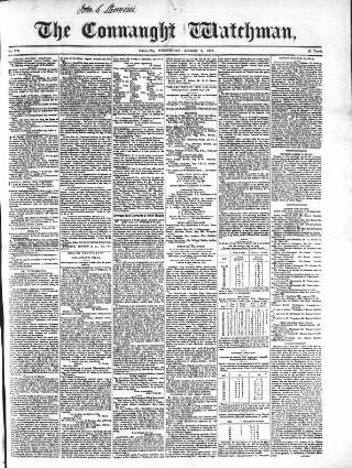 cover page of Connaught Watchman published on August 2, 1854