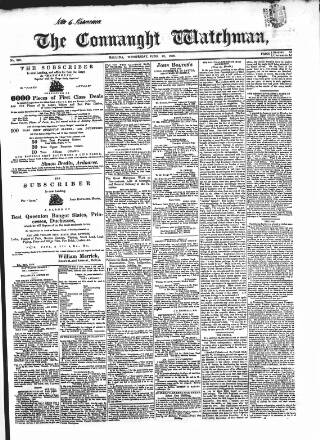 cover page of Connaught Watchman published on June 18, 1856