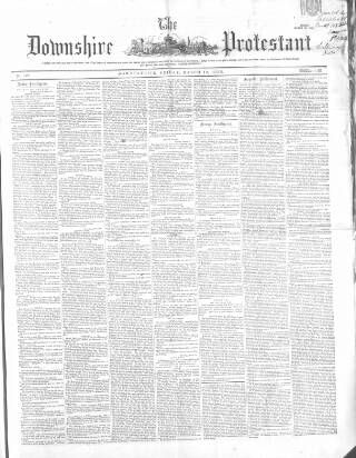 cover page of Downshire Protestant published on March 19, 1858