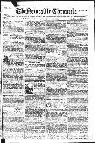 cover page of Newcastle Chronicle published on September 17, 1768