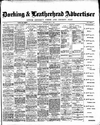 cover page of Dorking and Leatherhead Advertiser published on April 4, 1908