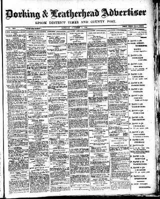 cover page of Dorking and Leatherhead Advertiser published on November 2, 1918