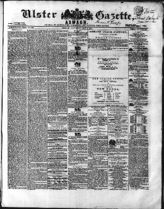 cover page of Ulster Gazette published on May 2, 1857