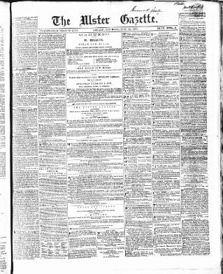 cover page of Ulster Gazette published on June 18, 1864