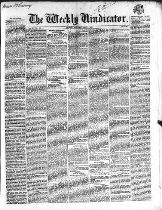 cover page of Weekly Vindicator published on May 4, 1850