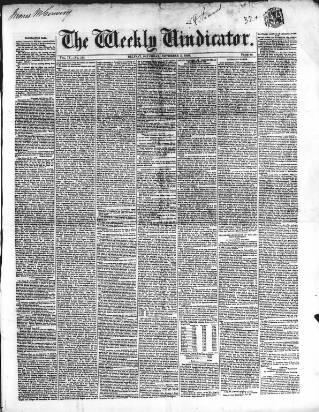 cover page of Weekly Vindicator published on November 2, 1850