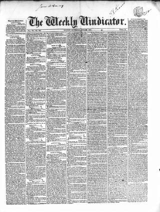 cover page of Weekly Vindicator published on June 12, 1852