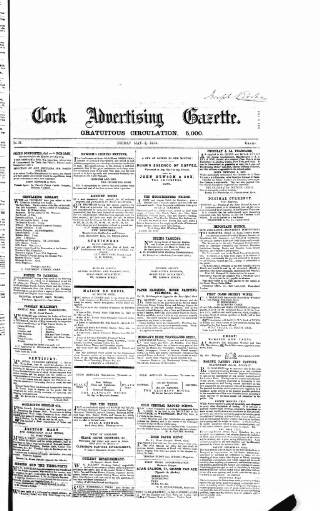 cover page of Cork Advertising Gazette published on May 2, 1856