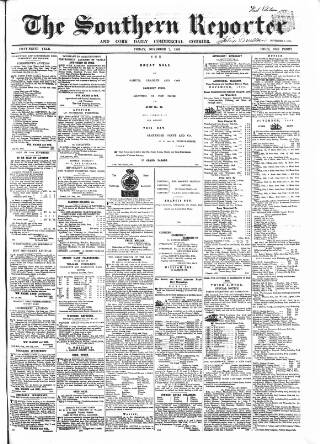 cover page of Southern Reporter and Cork Commercial Courier published on November 2, 1866
