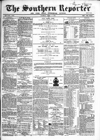 cover page of Southern Reporter and Cork Commercial Courier published on March 19, 1868