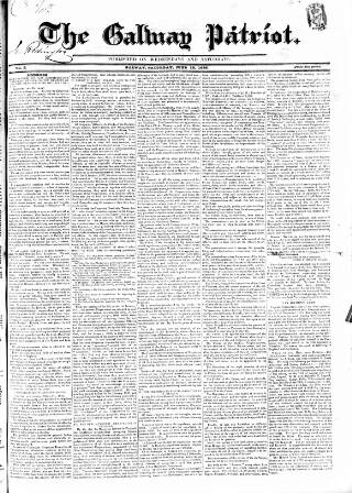 cover page of Galway Patriot published on June 18, 1836