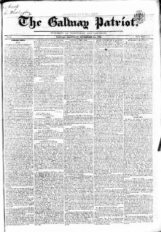cover page of Galway Patriot published on September 17, 1836