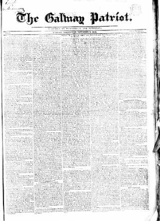 cover page of Galway Patriot published on November 2, 1836