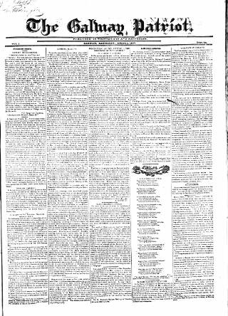 cover page of Galway Patriot published on April 1, 1837