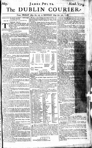 cover page of Dublin Courier published on May 2, 1766