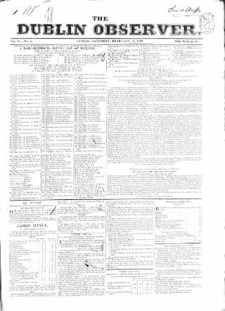 cover page of Dublin Observer published on February 2, 1833