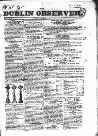 cover page of Dublin Observer published on November 2, 1833
