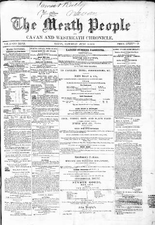 cover page of Meath People published on June 18, 1859