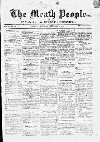 cover page of Meath People published on February 2, 1861