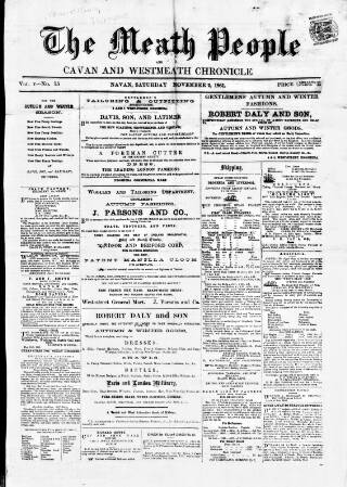 cover page of Meath People published on November 2, 1861