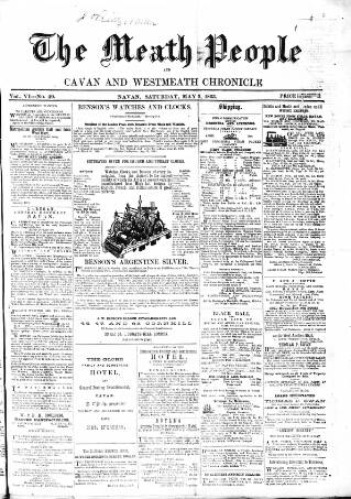 cover page of Meath People published on May 2, 1863
