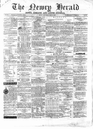 cover page of Newry Herald published on June 18, 1862