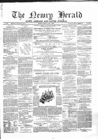 cover page of Newry Herald and Down, Armagh, and Louth Journal published on May 2, 1863