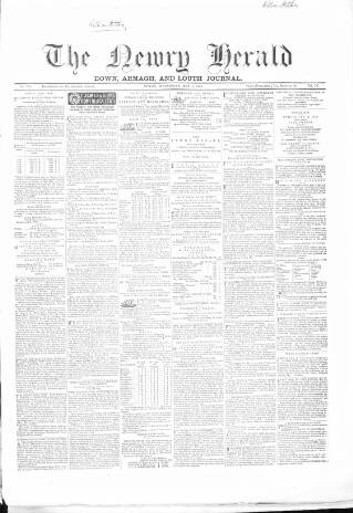 cover page of Newry Herald published on May 4, 1864