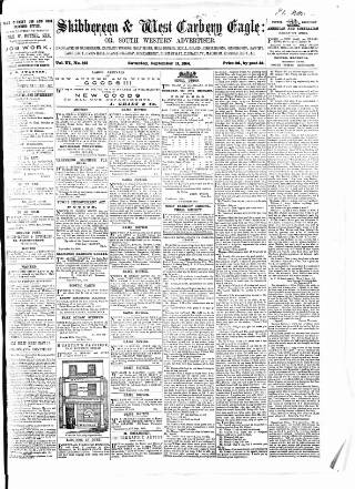 cover page of Skibbereen & West Carbery Eagle; or, South Western Advertiser published on September 17, 1864