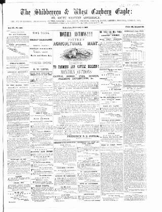 cover page of Skibbereen & West Carbery Eagle published on February 2, 1867