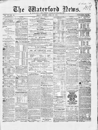 cover page of Waterford News published on June 18, 1869