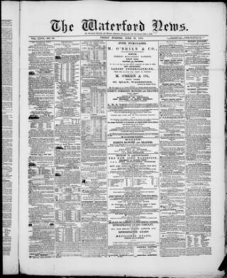 cover page of Waterford News published on June 18, 1875