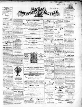 cover page of Belfast Protestant Journal published on November 2, 1844
