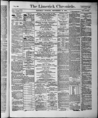 cover page of Limerick Chronicle published on September 17, 1887