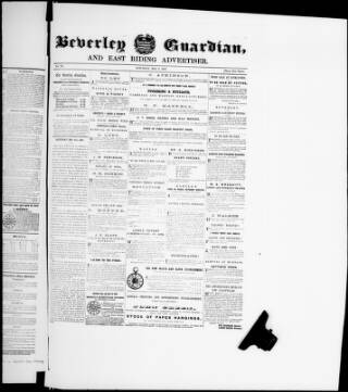 cover page of Beverley Guardian published on May 2, 1857