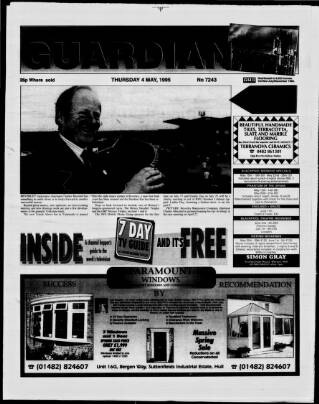 cover page of Beverley Guardian published on May 4, 1995