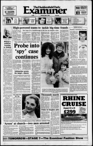 cover page of Huddersfield Daily Examiner published on April 4, 1988