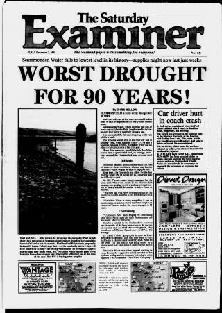 cover page of Huddersfield Daily Examiner published on November 2, 1991