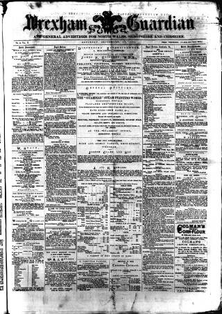 cover page of Wrexham Guardian and Denbighshire and Flintshire Advertiser published on September 17, 1870