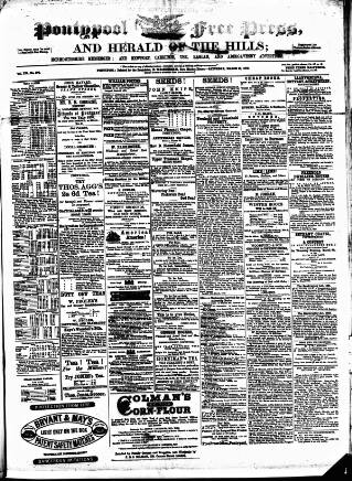 cover page of Pontypool Free Press published on March 19, 1870