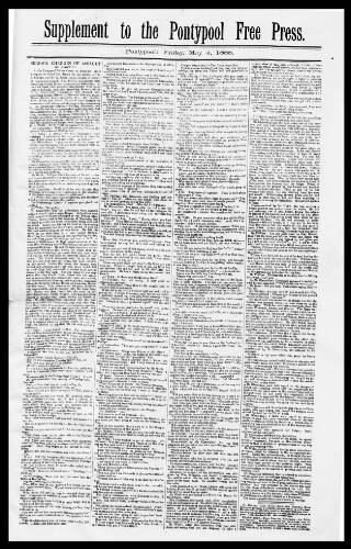 cover page of Pontypool Free Press published on May 4, 1888