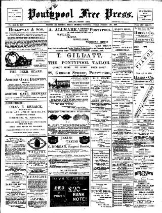 cover page of Pontypool Free Press published on December 14, 1900