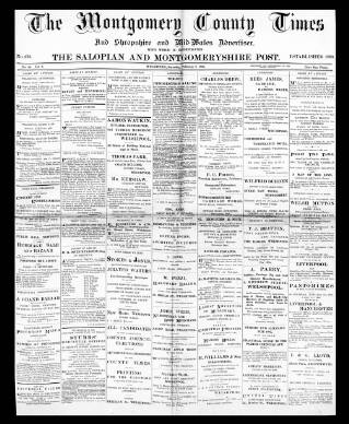 cover page of Montgomery County Times and Shropshire and Mid-Wales Advertiser published on February 2, 1895