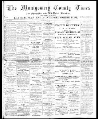 cover page of Montgomery County Times and Shropshire and Mid-Wales Advertiser published on April 4, 1896