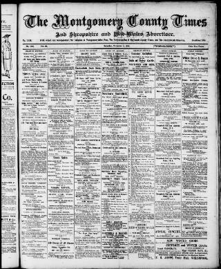 cover page of Montgomery County Times and Shropshire and Mid-Wales Advertiser published on November 2, 1918