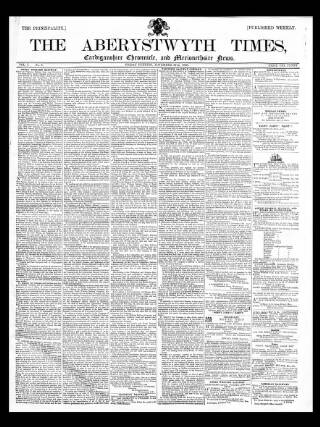 cover page of Aberystwyth Times published on November 27, 1868